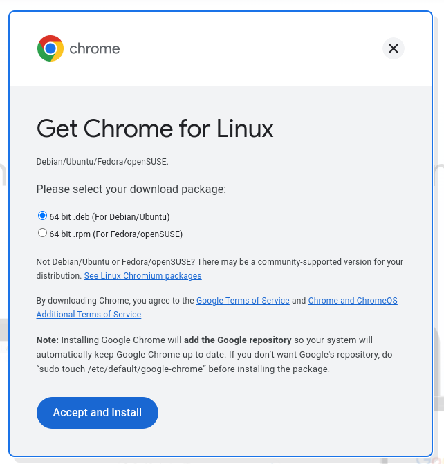 Instalado google chrome no ubuntu a partir do arquivo .deb