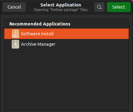 Selecionado a loja de software do ubuntu